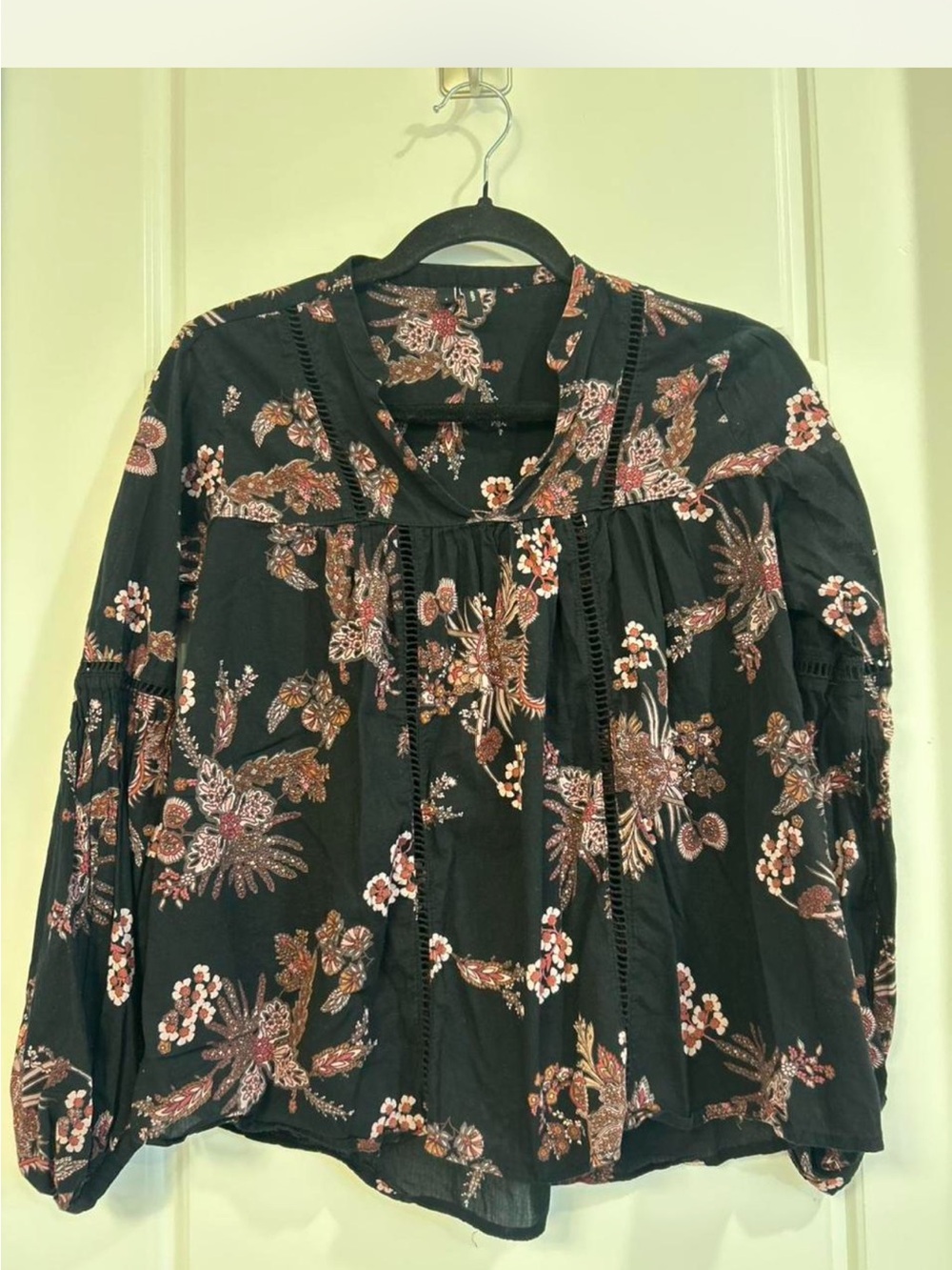 Vero Moda Black cotton Floral Long Sleeve Blouse